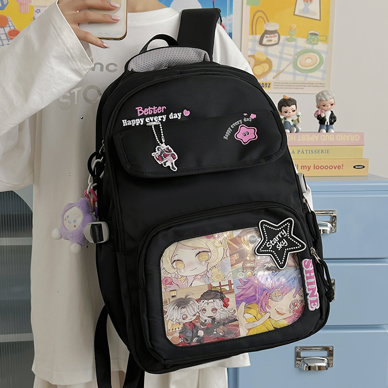 Women Bags In Trend - Women's Canvas Backpack Clear Display Pocket