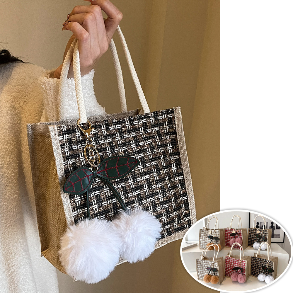 Jute Tote Bag Woven Linen Hand - Women Bags Jute のレビューと価格