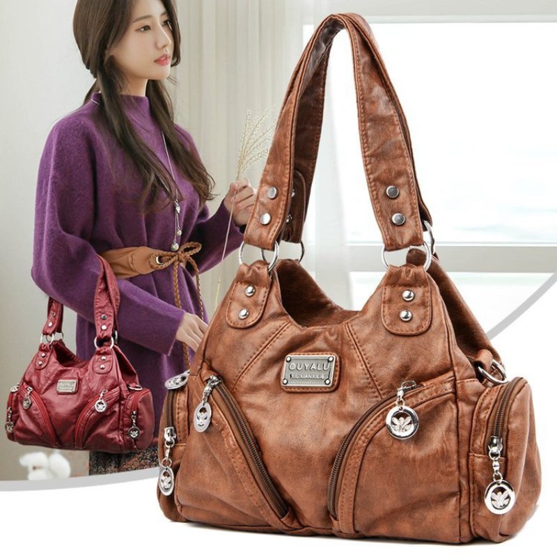 Cross-border Retro Soft Leathe - Women Bags Amazon のレビューと価格