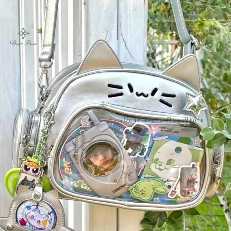 New Y2K Korean Kawaii Cat Ita  - Women Bags White のレビューと価格