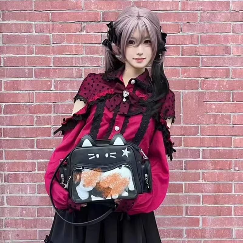New Y2K Korean Kawaii Cat Ita  - Women Bags White のレビューと価格