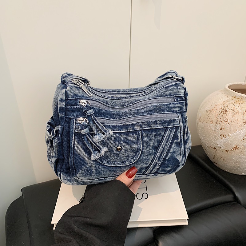 Street Style Retro Blue Denim  - Women Bags Zadig のレビューと価格