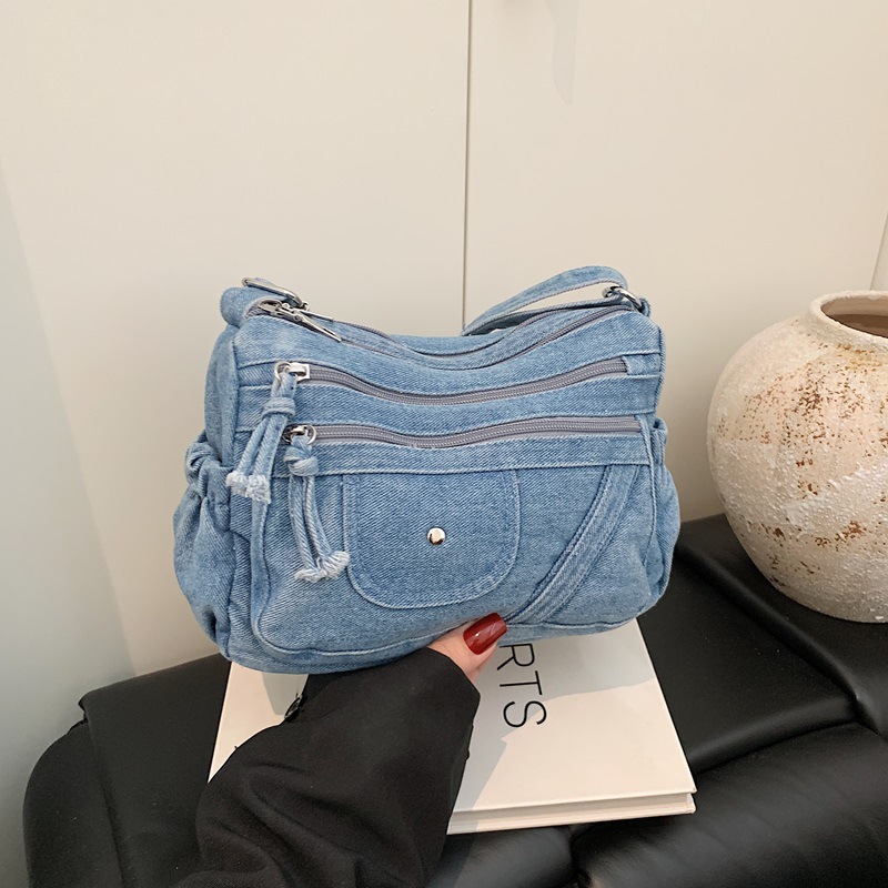 Street Style Retro Blue Denim  - Women Bags Zadig のレビューと価格