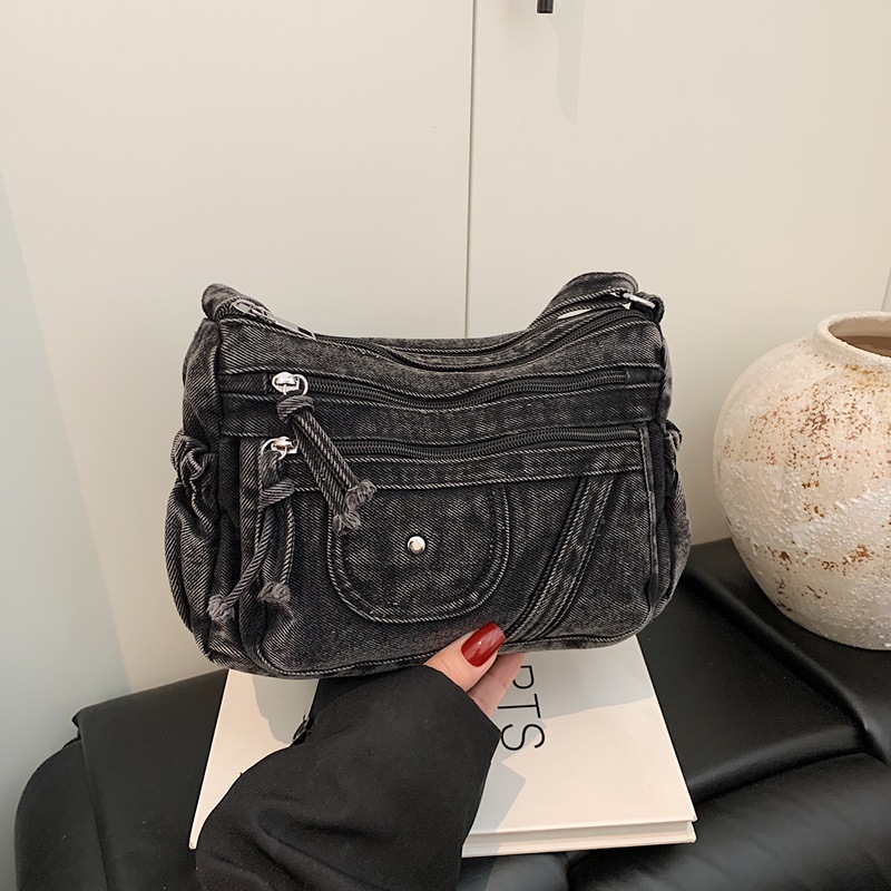Street Style Retro Blue Denim  - Women Bags Zadig のレビューと価格