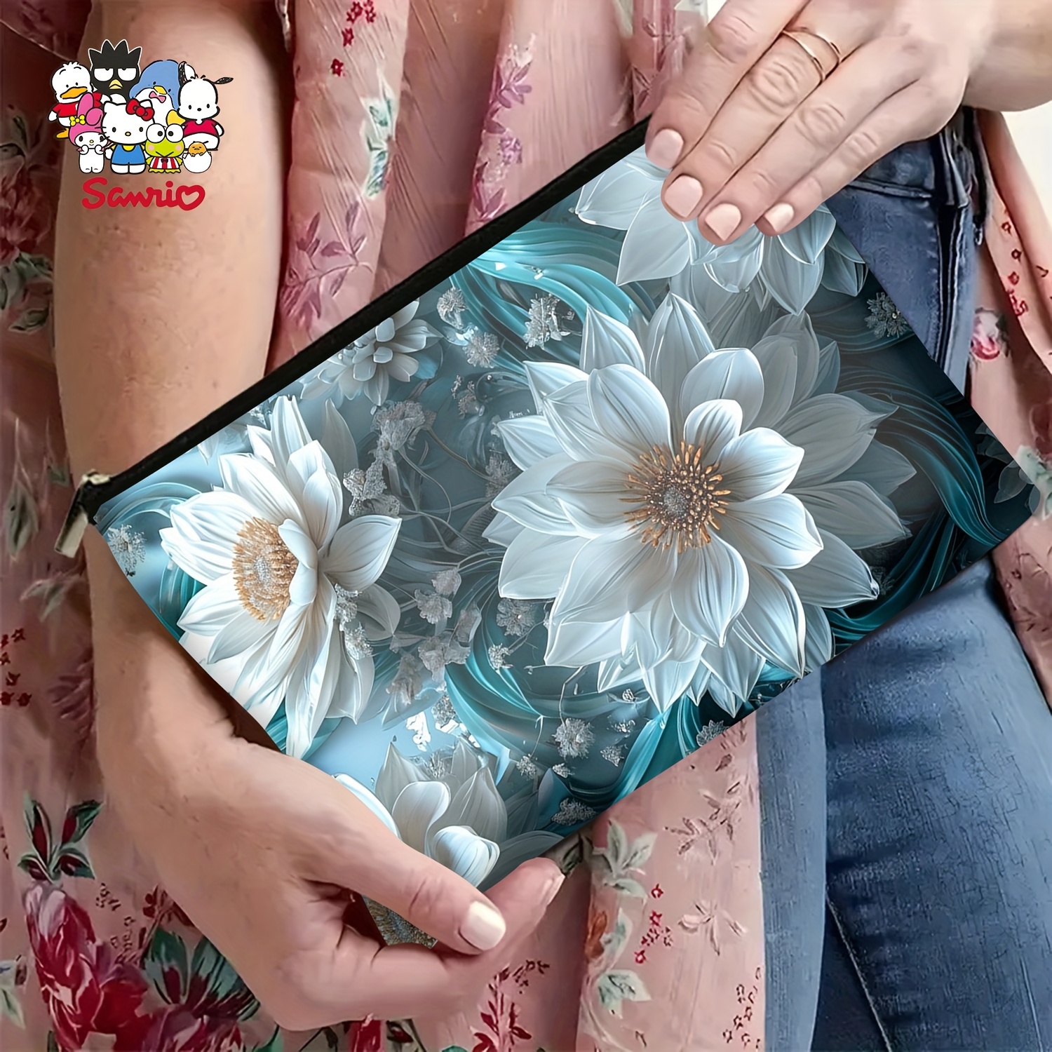 A Blue and white flower makeup - Women Bags White のレビューと価格