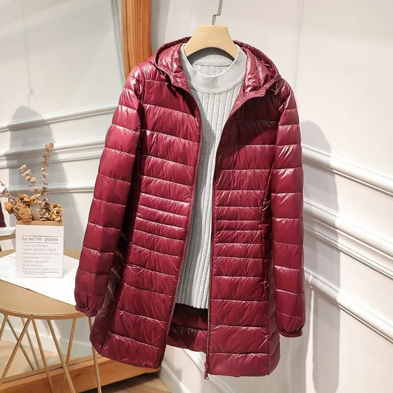 Female Long Down Jacket Light  - Women Bags White のレビューと価格