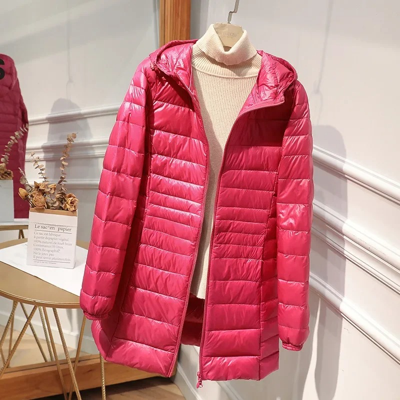 Female Long Down Jacket Light  - Women Bags White のレビューと価格