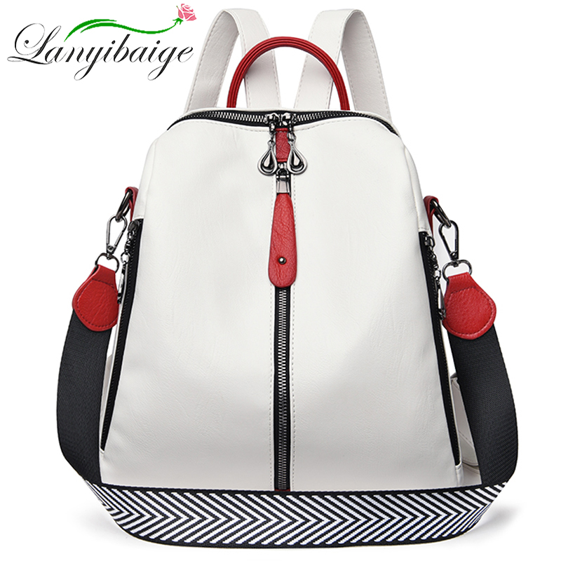 Fashion Backpack Women Soft Le - Women Bags White のレビューと価格