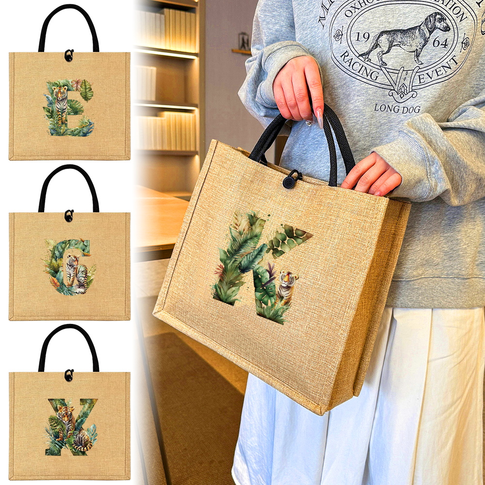 Flax Bag Fastener Handbag Orga - Women Bags Jute のレビューと価格