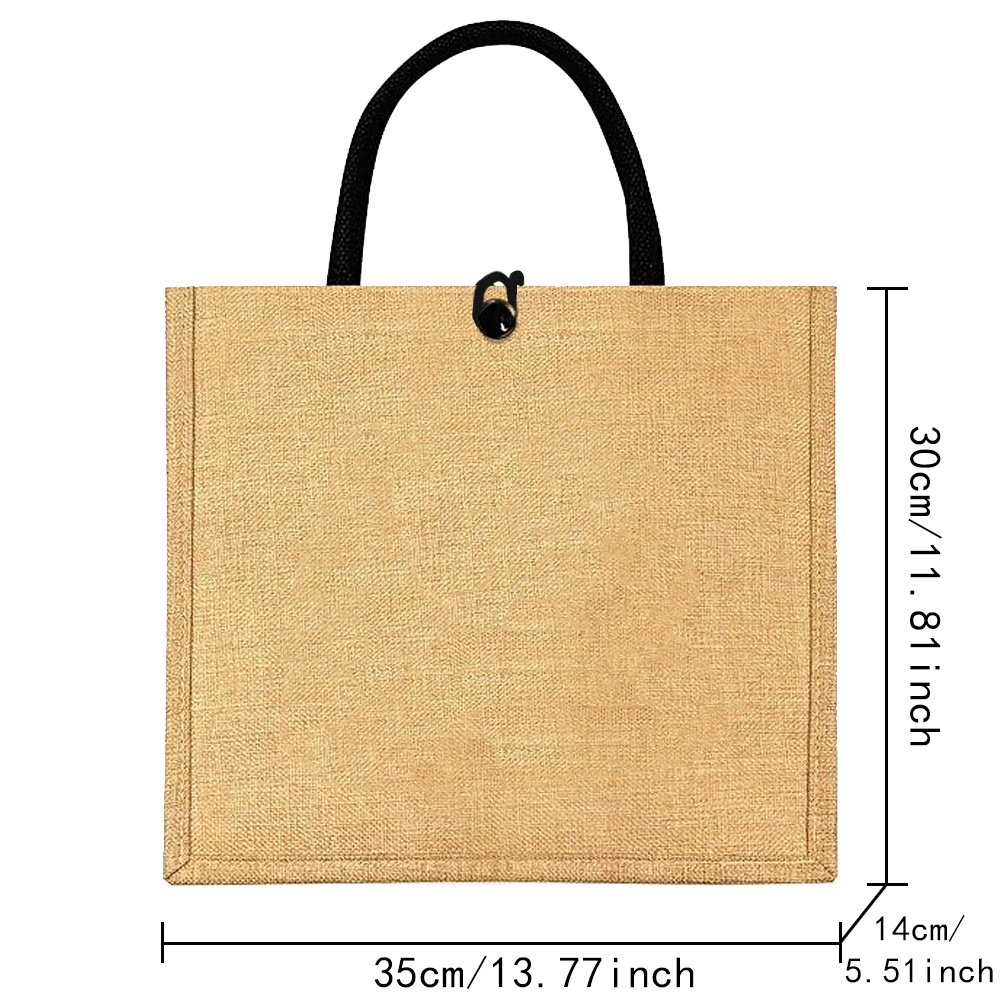 Flax Bag Fastener Handbag Orga - Women Bags Jute のレビューと価格