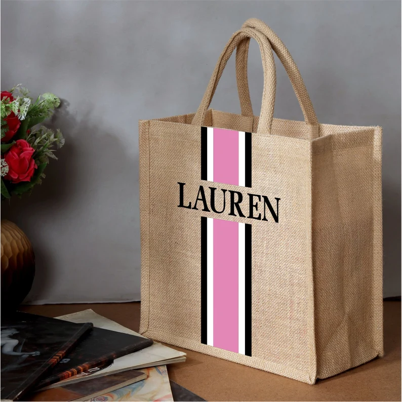 Personalized Tote Bag Jute Bur - Women Bags Jute のレビューと価格