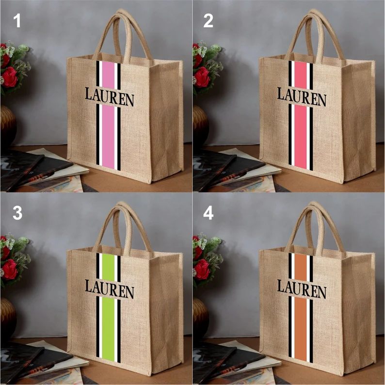 Personalized Tote Bag Jute Bur - Women Bags Jute のレビューと価格