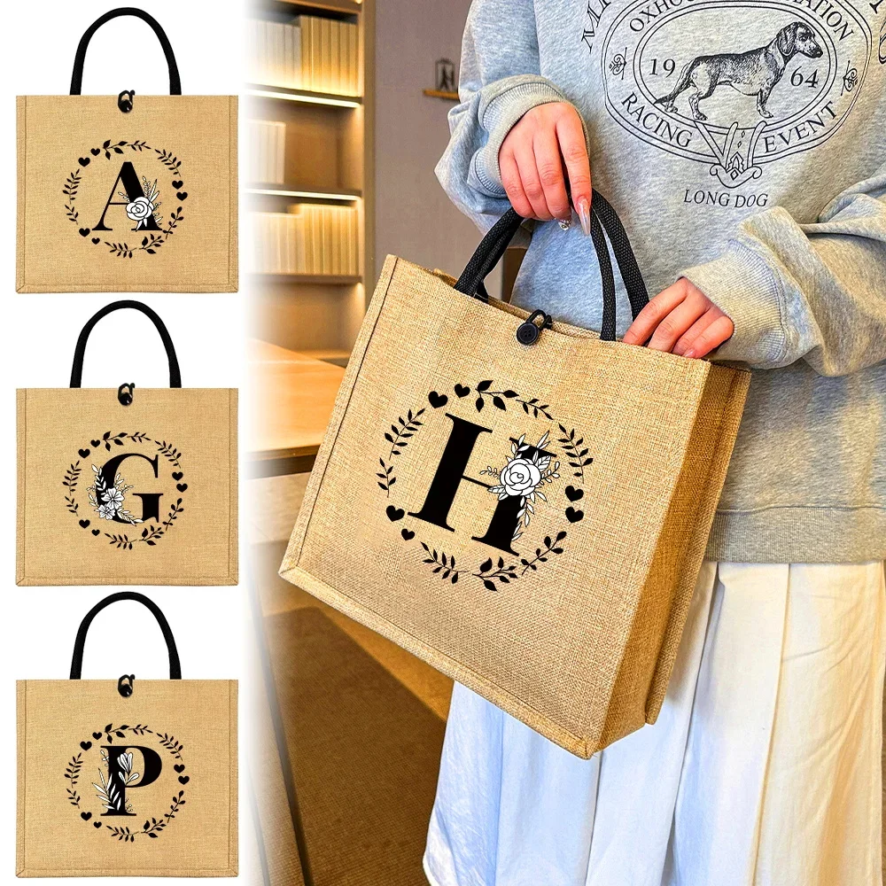 Flax Bag Fastener Handbag Orga - Women Bags Jute のレビューと価格