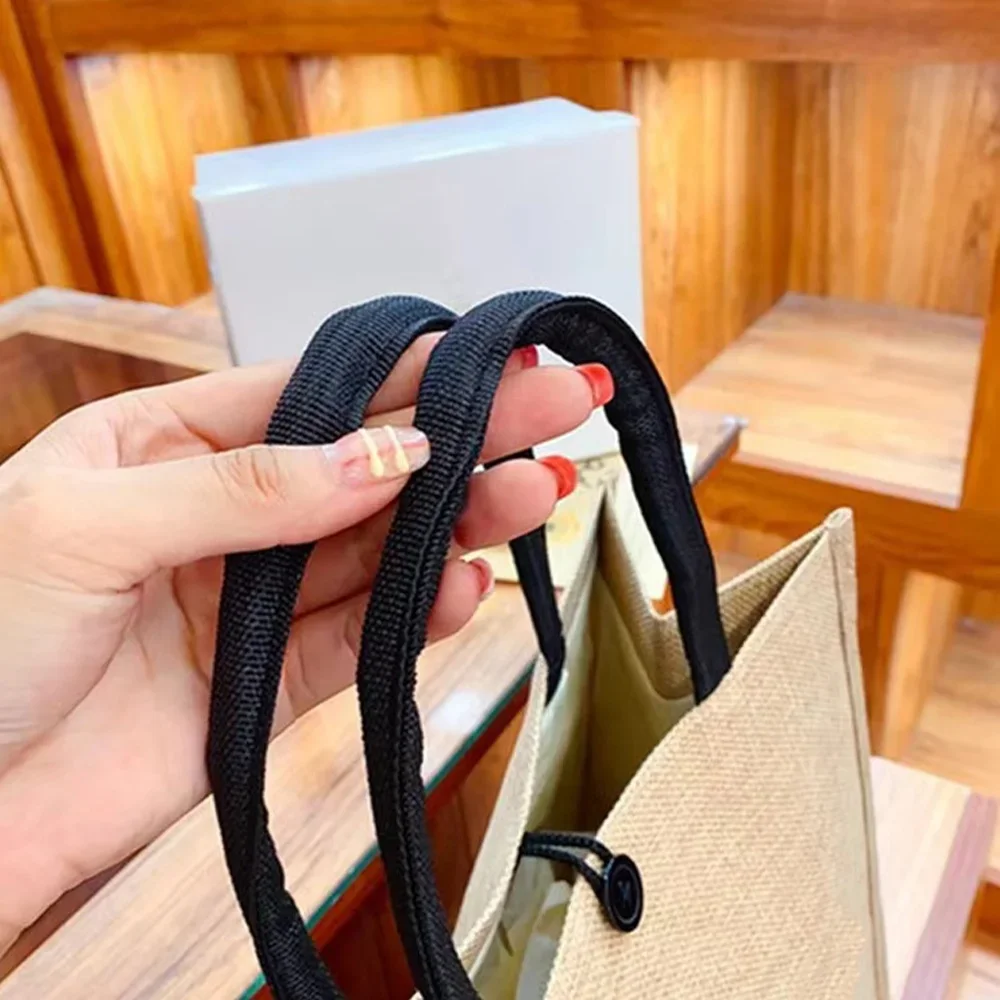 Flax Bag Fastener Handbag Orga - Women Bags Jute のレビューと価格