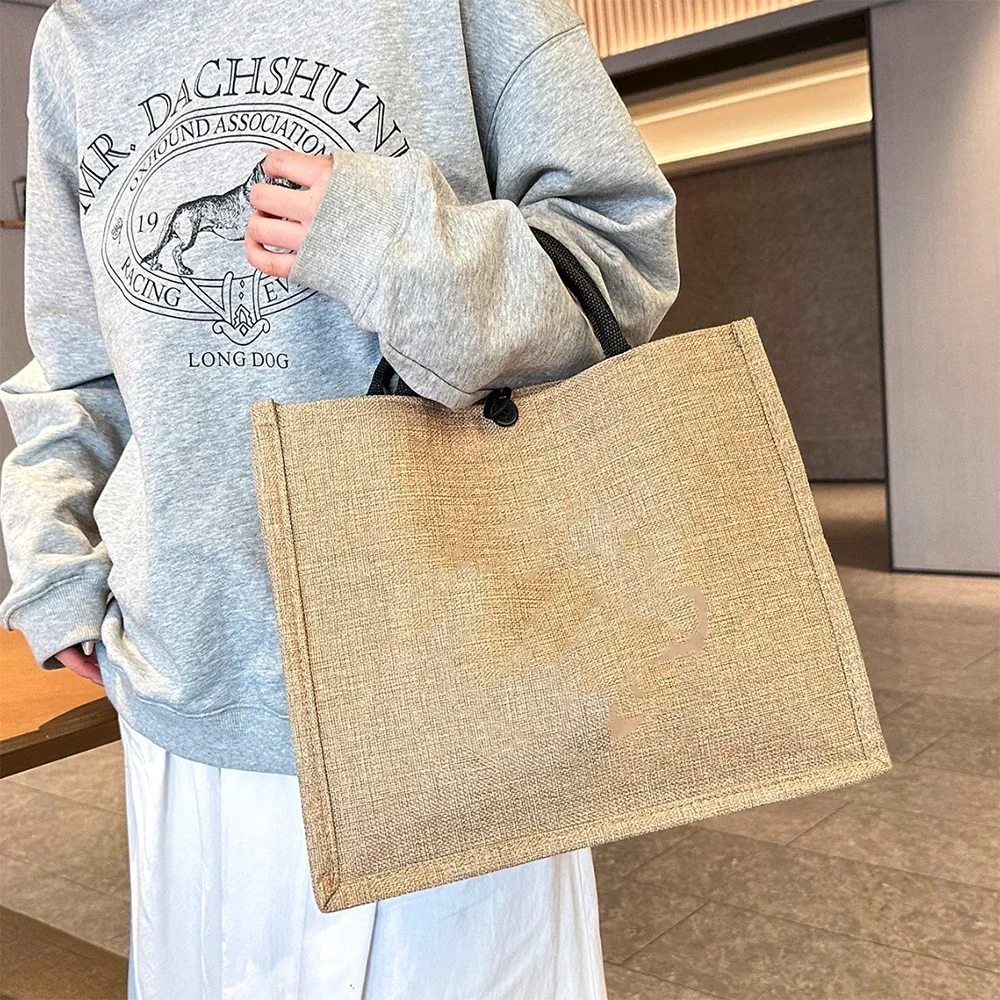 Flax Bag Fastener Handbag Orga - Women Bags Jute のレビューと価格