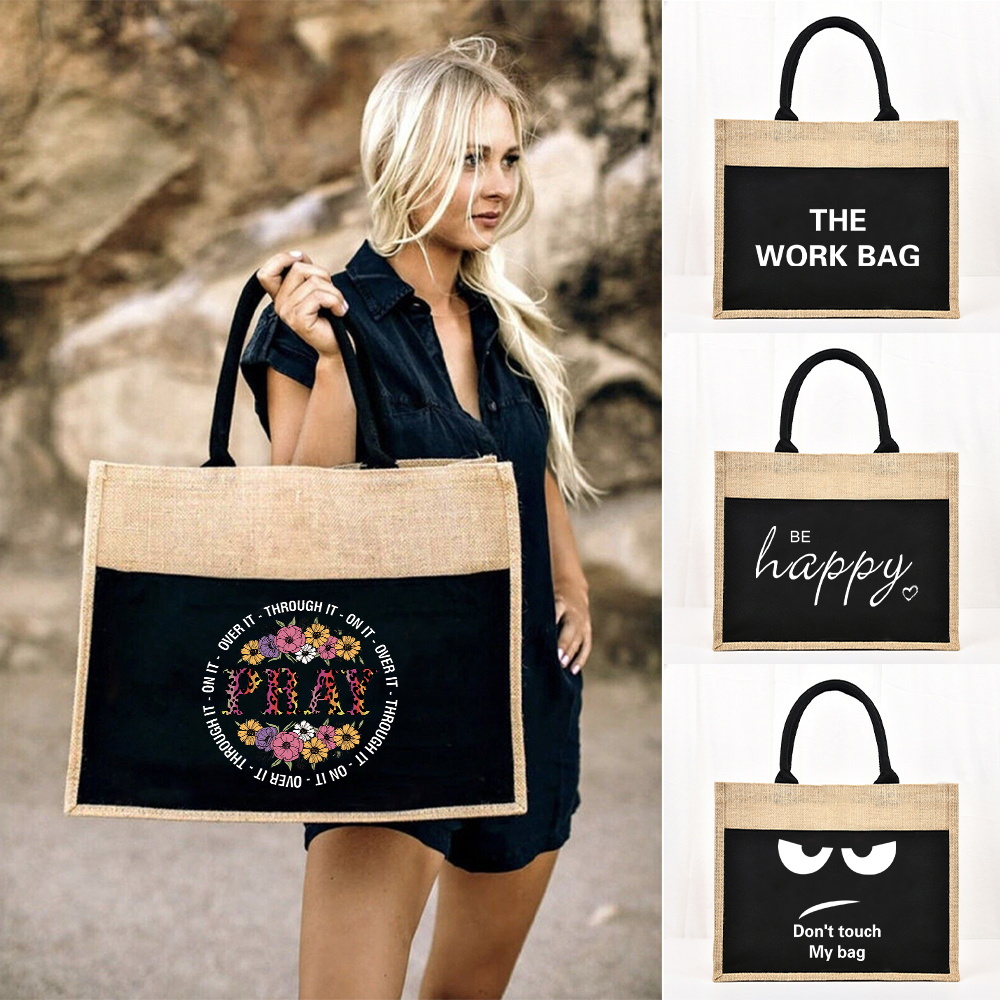 Tote Bag Reusable Jute Shoppin - Women Bags Jute のレビューと価格
