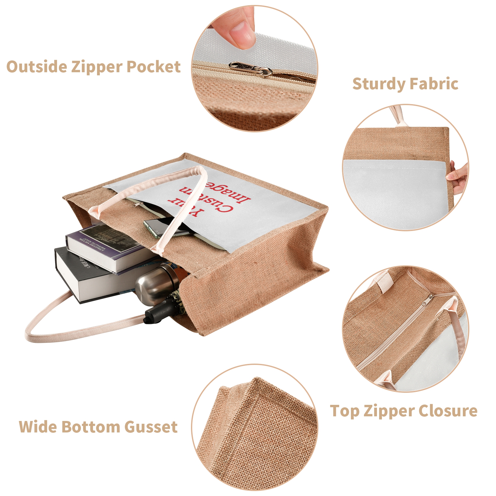 Portable Burlap Jute Shopping  - Women Bags Jute のレビューと価格
