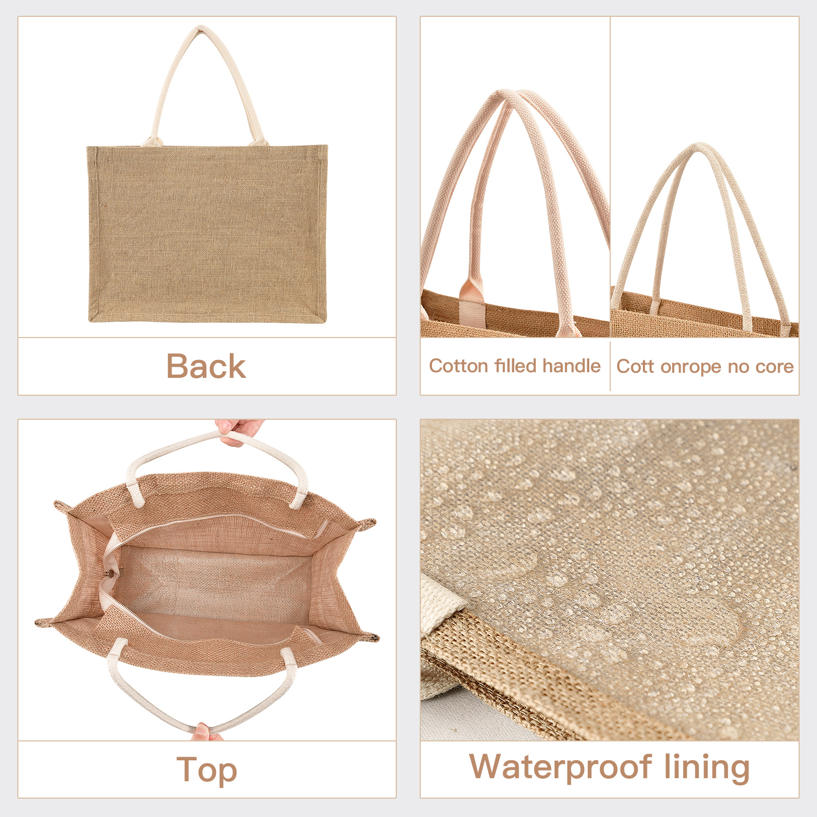Portable Burlap Jute Shopping  - Women Bags Jute のレビューと価格