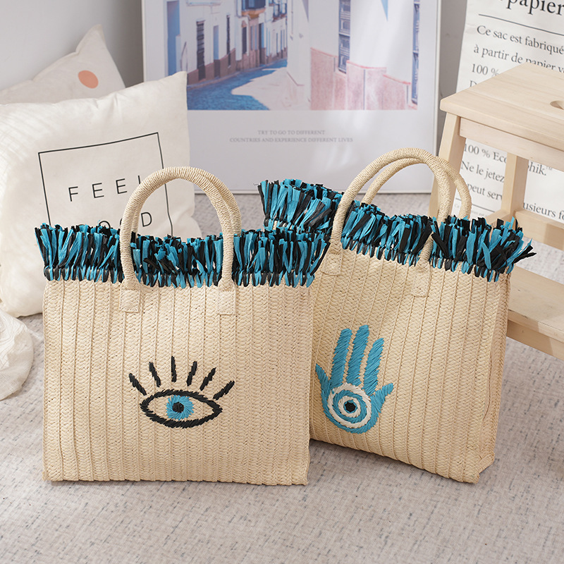 Natural Jute Straw Tote Bag Fr - Women Bags Jute のレビューと価格