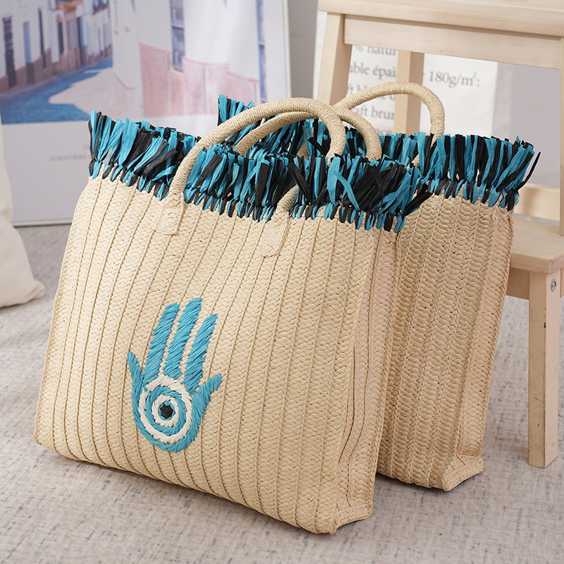 Natural Jute Straw Tote Bag Fr - Women Bags Jute のレビューと価格