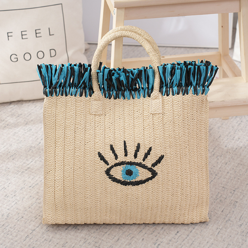 Natural Jute Straw Tote Bag Fr - Women Bags Jute のレビューと価格