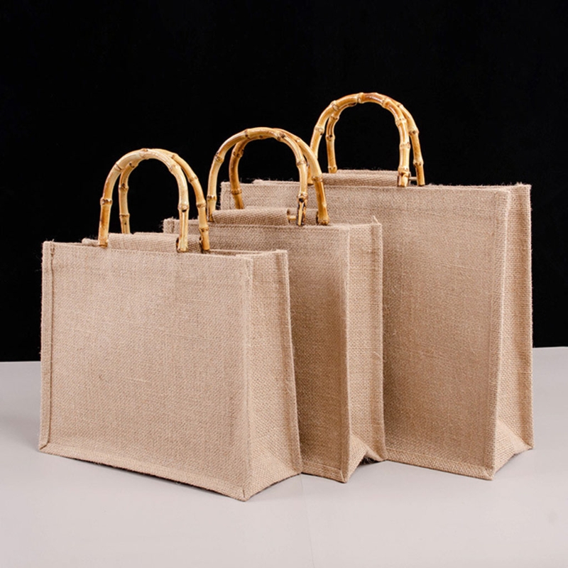 Portable Burlap Jute Shopping  - Women Bags Jute のレビューと価格